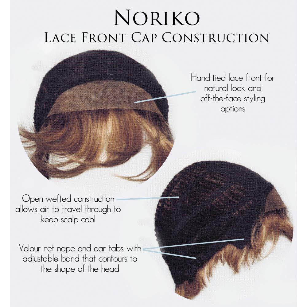 Noriko & Maxwigs Alexi Wig Color Razberry Ice Rooted - 10\" Medium Length Textured Bob Lace Front Loose Wavy Natural Hairline Synthetic Hair Face Framing Bangs Bundle MaxWigs Hairloss Booklet