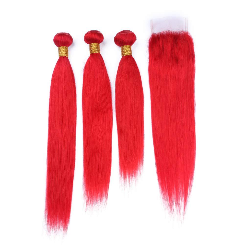 Generic Cloud Hair Free Middle Three Part Closure With Virgin Human Hair 3Bundles Extensions 4Pcs 4x4 Lace Closure and Straight Hair Wefts 340G/Lot (18 20 22+16 inch closure)