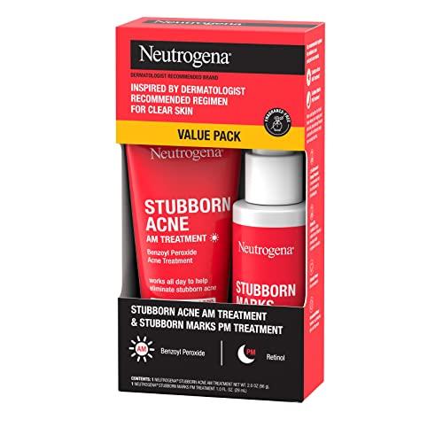 Neutrogena Neutrogena Stubborn Acne AM Face Treatment with Benzoyl Peroxide, 2.0 oz & Stubborn Marks PM Treatment with Retinol SA, 1 fl. oz