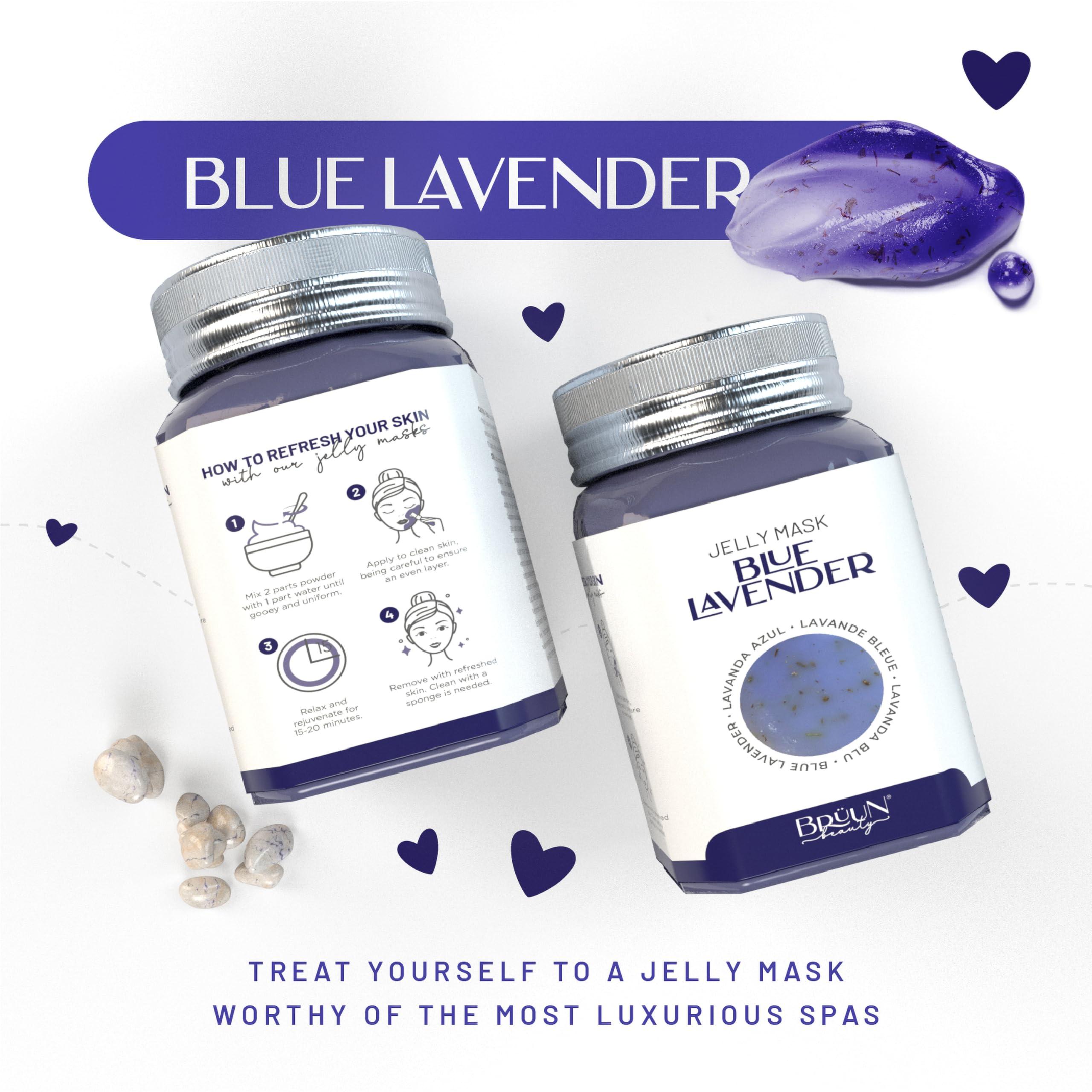 BRÜUN BRÜUN Jelly Mask Jar Blue Lavender Peel-Off Face Care Rubber Mask | 23 fl oz Skin Care Moisturizing Gel Mask Jar Spa Set