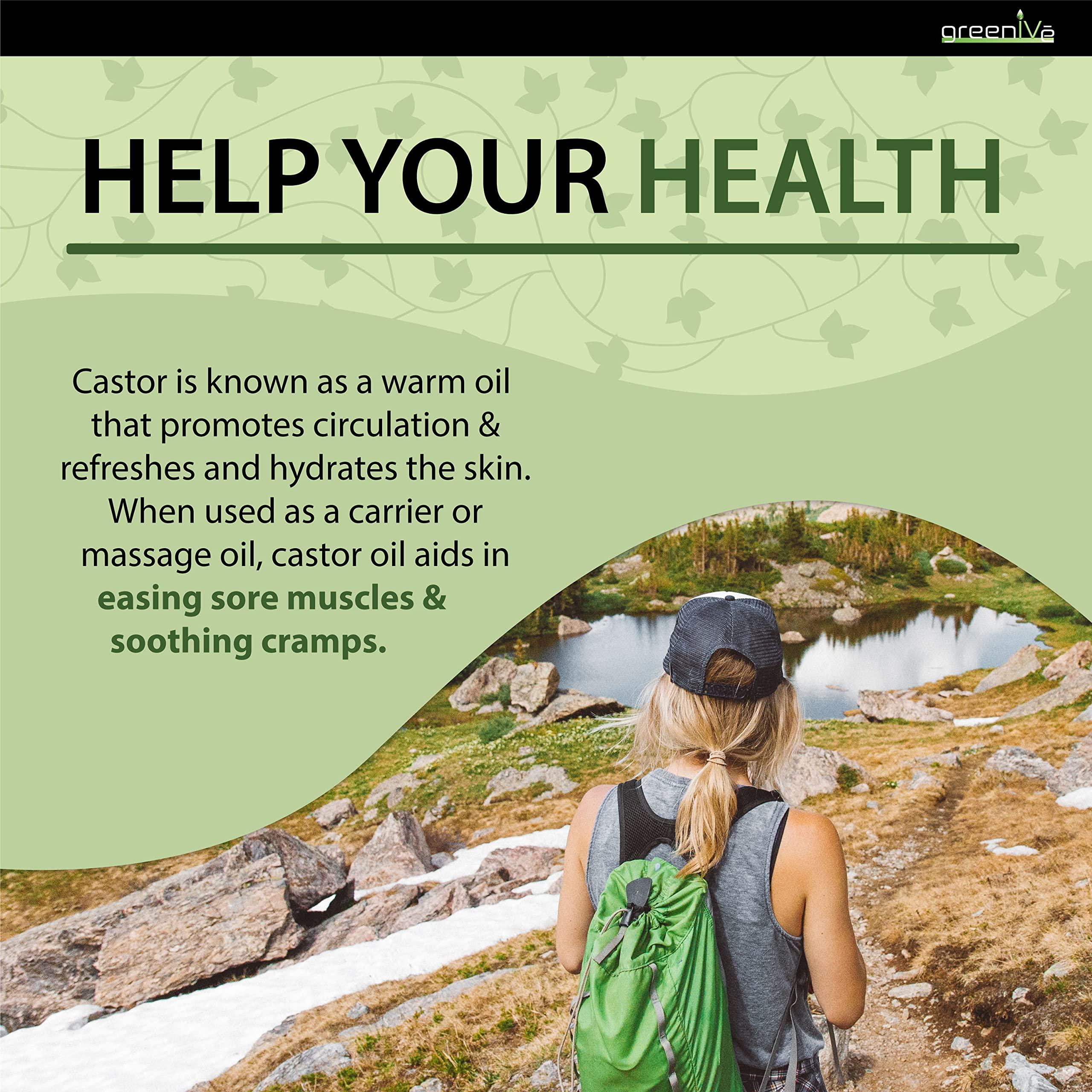 GreenIVe GreenIVe Castor Oil Organically Grown 100% Pure 128oz (1 Gallon) Bottle Cold Pressed, Hexane Free, Eyelash and Eybrow Growth Serum, Skin Moisturizer Detox and Wraps