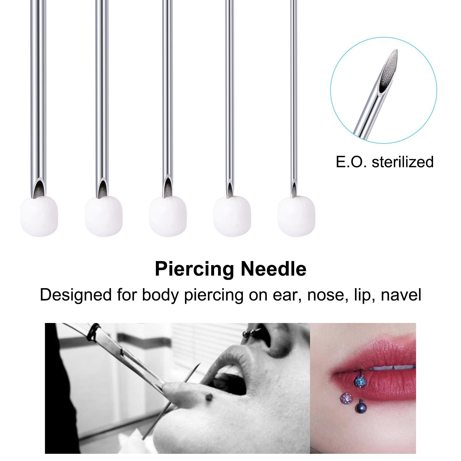 DJCIW 14G Body Piercing Needles,10pcs DJCIW Sterile Disposable Stainless Steel Needles for Ear, Nose, Navel, Nipple, Lip -Safe and Hygienic