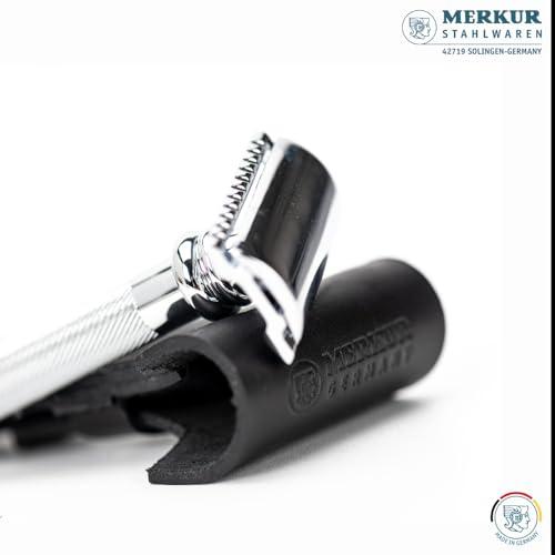 MERKUR MERKUR Leather Razor Case - Black Cowhide, Fits All MERKUR Razors Except 24001, Up to 110 mm