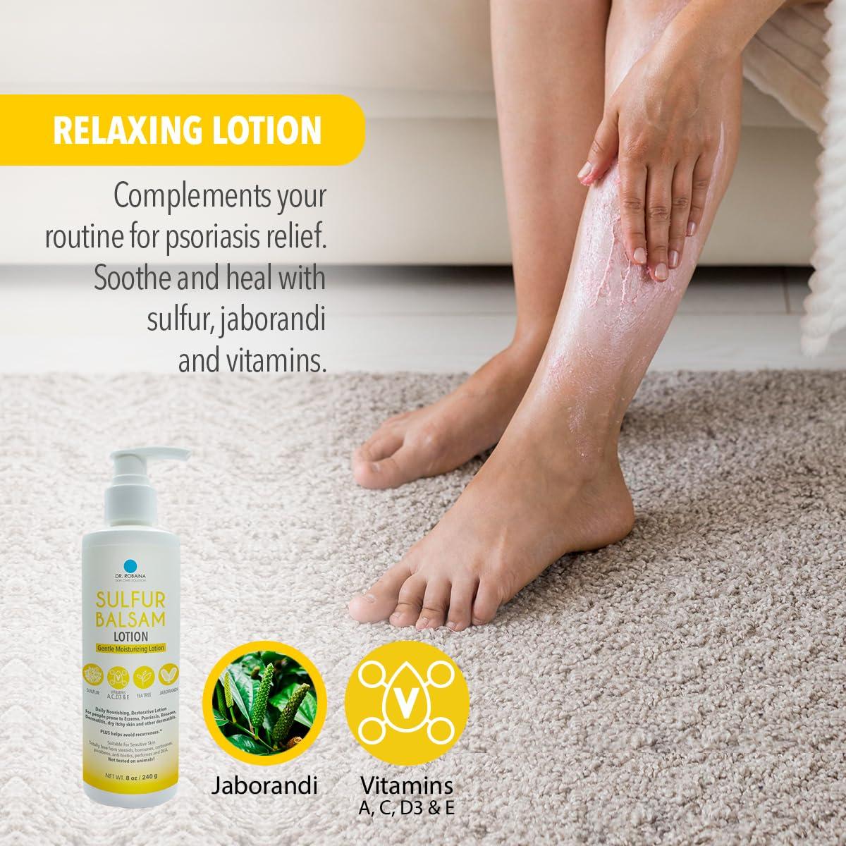 Dr. Robaina Dr. Robaina Sulfur Balsam Lotion Daily Moisturizing Lotion for Eczema and Psoriasis Relief Soothes Redness, Hydrates Sensitive Skin Natural Ingredients Made in the USA (Pack of 3)