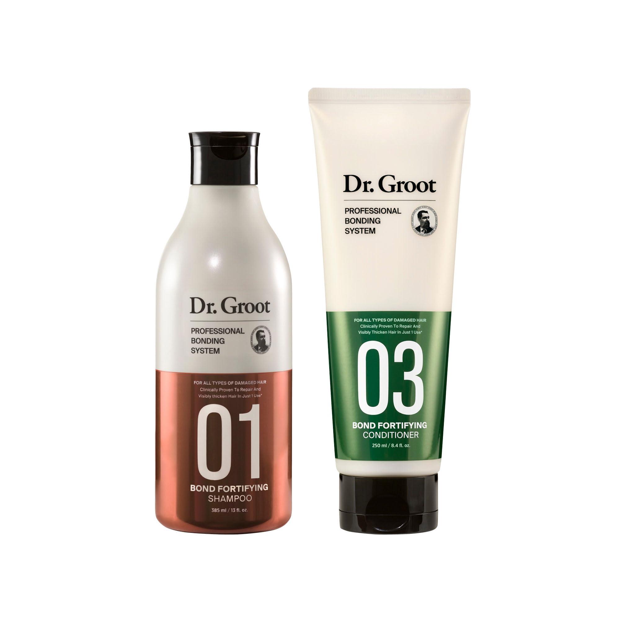 Dr. Groot Dr. Groot Bond Fortifying Shampoo & Conditioner Bundle with Biotin and Prebiotics, Clinically Proven to Improve Damaged Hair, Repair and Thicken Look of Hair