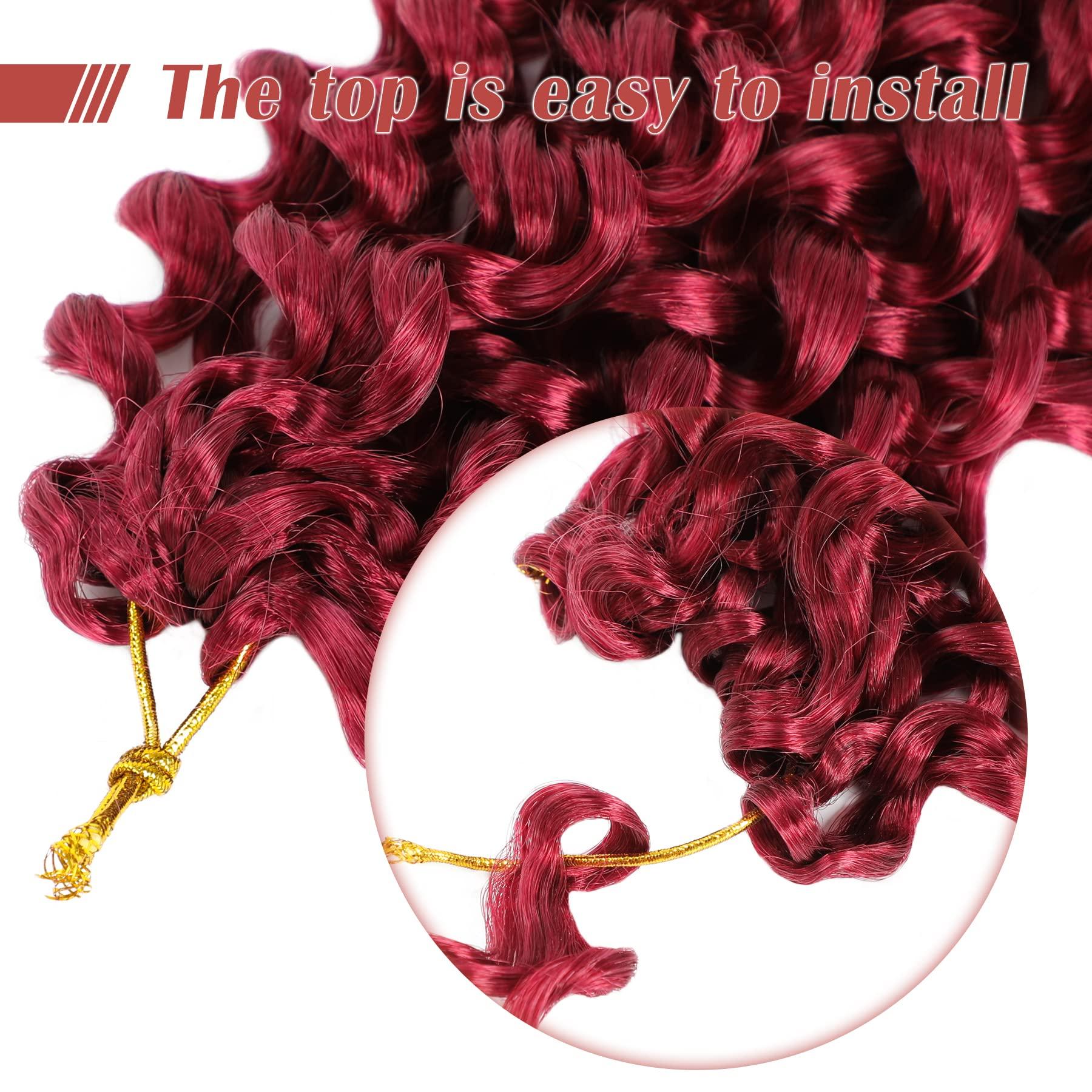 Naniciar Gogo Curl Crochet Hair 12 Inch 8 Packs Burgundy Short Curly Crochet Hair - Beach Curl Crochet Hair - Deep Wave Crochet Hair - Water Wave Braids Synthetic Hair Extensions (12 Inch 8 Packs, Burgundy)