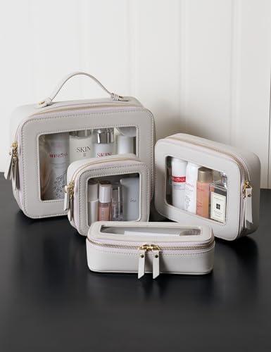 Popvibe Popvibe Slim Makeup Brush Bag Travel Clear Toiletry Bag for Women Cute Make Up Bag for Traveling Cosmetic Bag Organizer Waterproof Tansparent Beauty Makeup Case Blue Gray