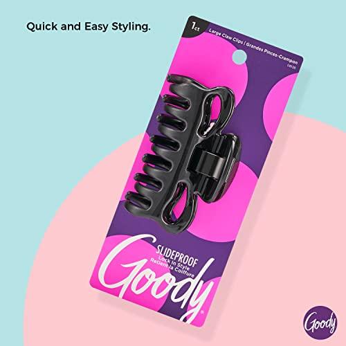 GOODY Goody Ouchless No-metal Flexible Claw Hair Clip, Large, Black, 1-count, Pack of 3 (1936822)