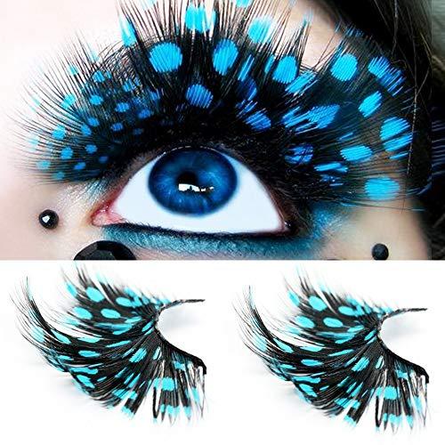 AnHua AnHua 1 Pair Long Feather False Fake Eyelashes Eye Lashes Halloween Fancy Dress Party Cosplay (Black blue)