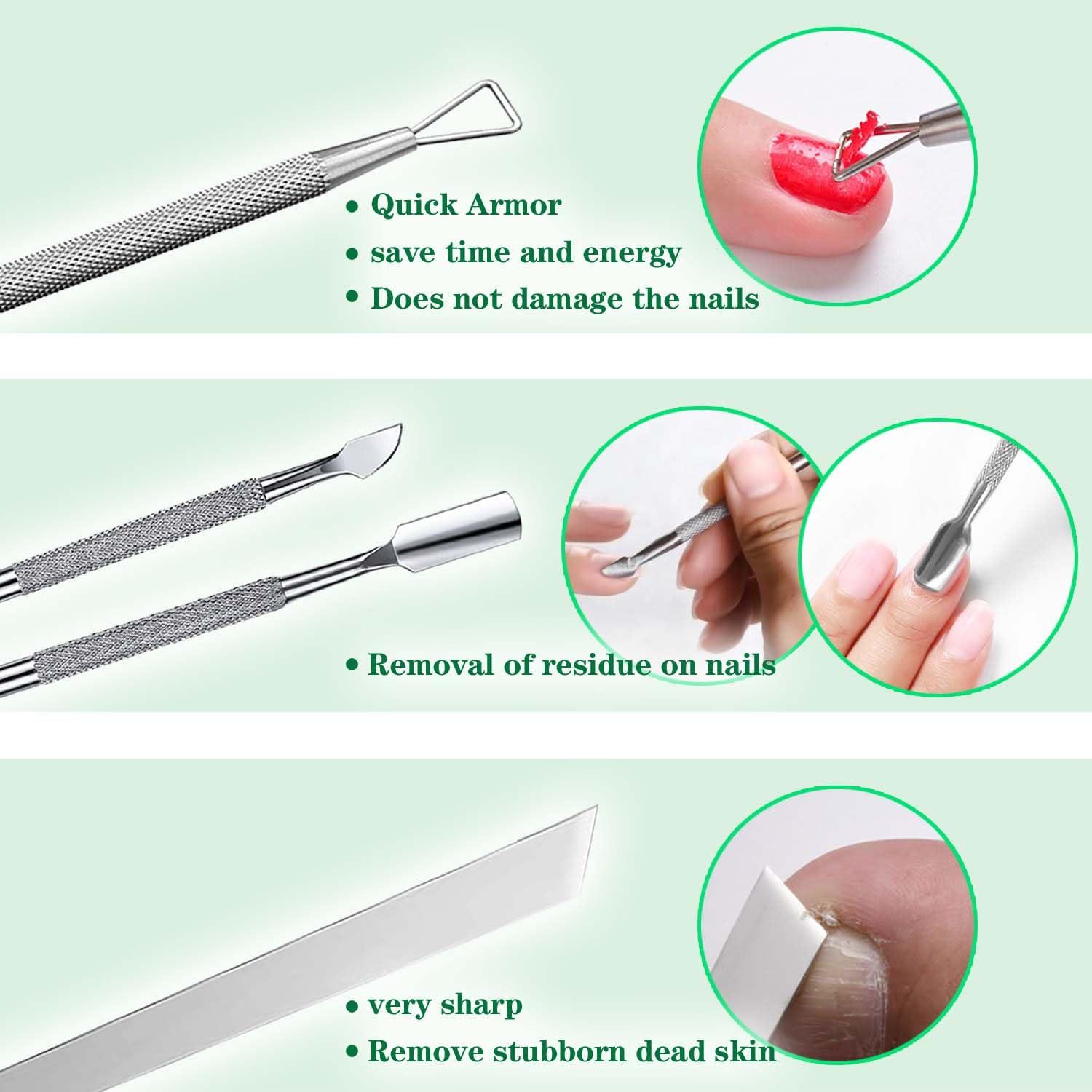 Geounzay Ingrown Toenail Pedicure Tool Kit, Nail File and Nail Lifter Pusher Double-Sided Nail Manicure Kit Stainless Steel Nail Care Treatment for Nail Correction Polish Pain Relief (11 Piece Set)