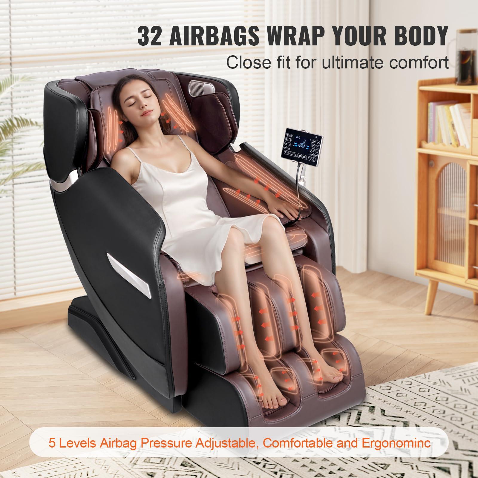 VEVOR VEVOR Zero Gravity Massage Chair, Full Body Massage Chair, 4D Shiatsu Massage Recliner Chair with Body Scan, Heating, Bluetooth Speaker, Airbags for Living Room, Home