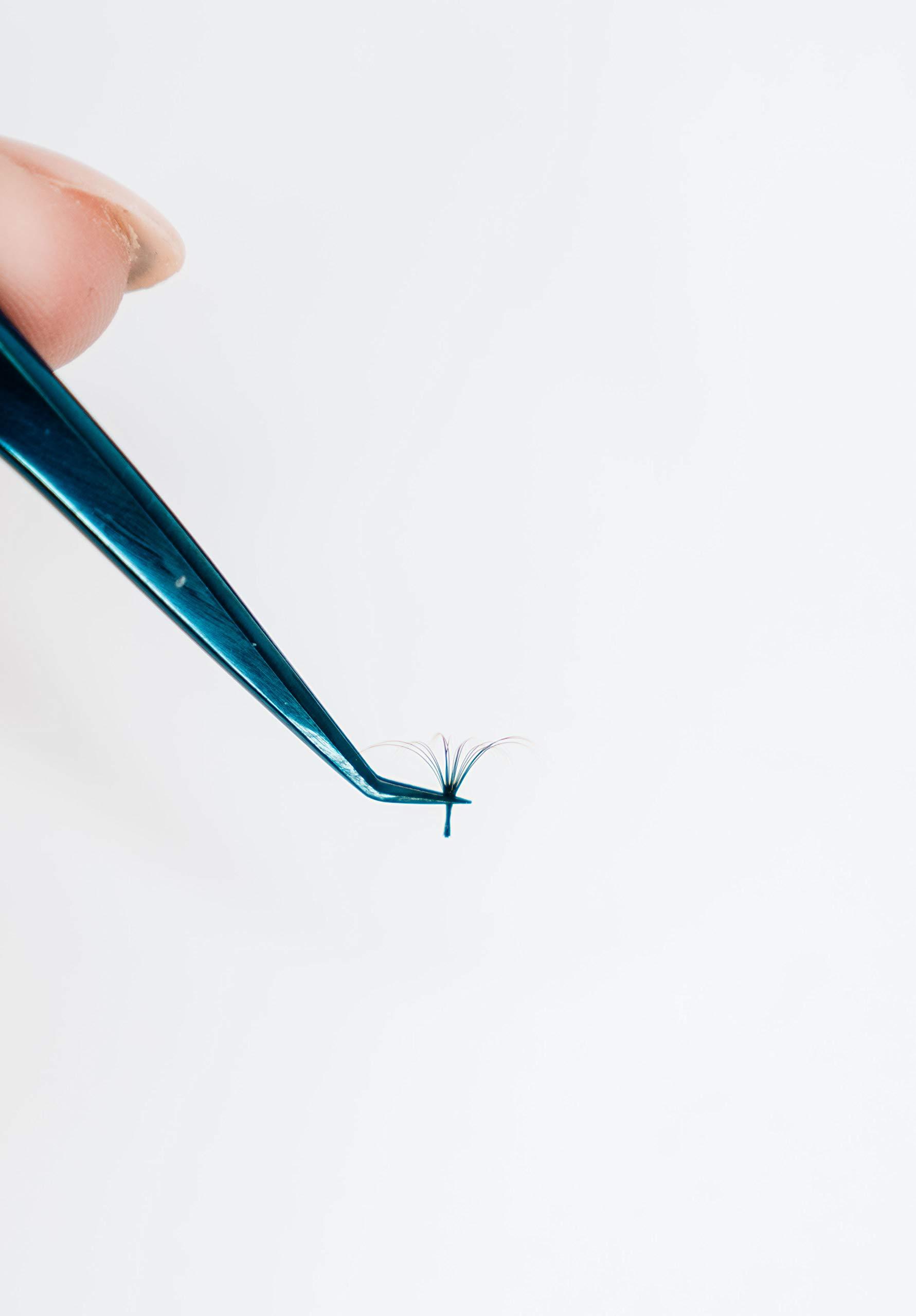 LIVBAY LivBay Lash - Blue Magic Mike Eyelash Stainless Steel Tweezer for Volume Lash Extensions | Curved Tip | False Lash Applicator Tool (Professional Use Only)