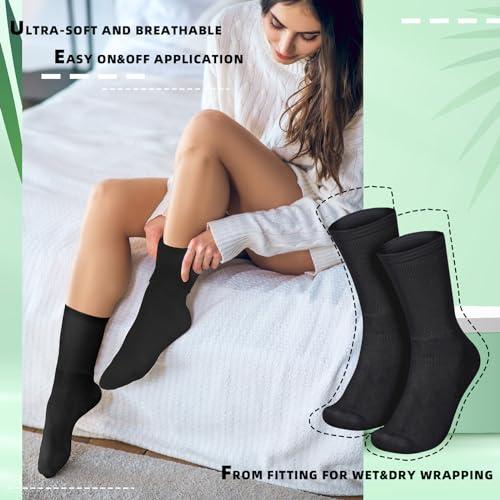 Silicherry Silicherry 4 Pairs Cotton Soft Eczema Socks Black Hydrating Moisturizing Therapy Cotton Socks Eczema Relief for Adult Wet Wrap Non Itch Soft Feet Treatment