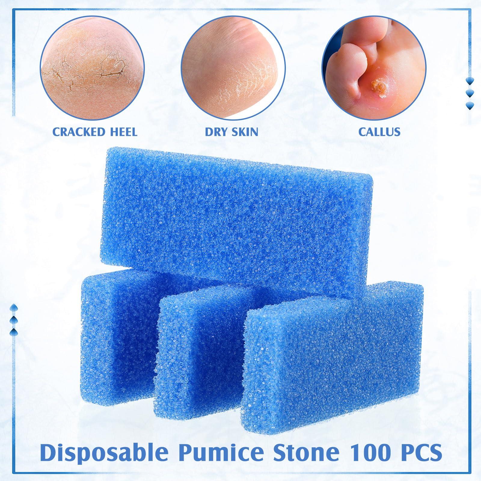 Batiyeer Batiyeer 100 Pcs Pumice Stone for Feet Scrubber Dead Skin Disposable Foot Pumice Foot Shower Scrubber Foot Scrubber for Heel Cuticle Callus Remover Bath Spa (Blue)