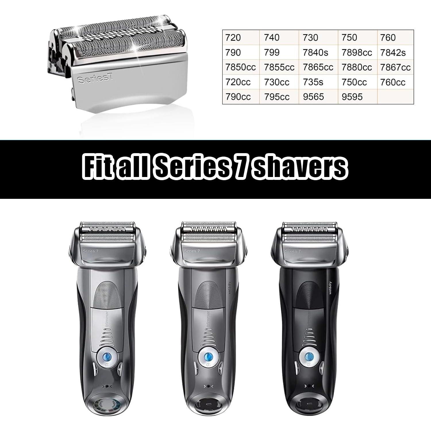 MEMIRY Series 7 70S Electric Shaver Head Replacement, Compatible with Braun Series 7 Shavers: 720cc, 730cc, 735s, 750cc, 760cc, 790cc, and 795cc, 2 Packs (Sliver)