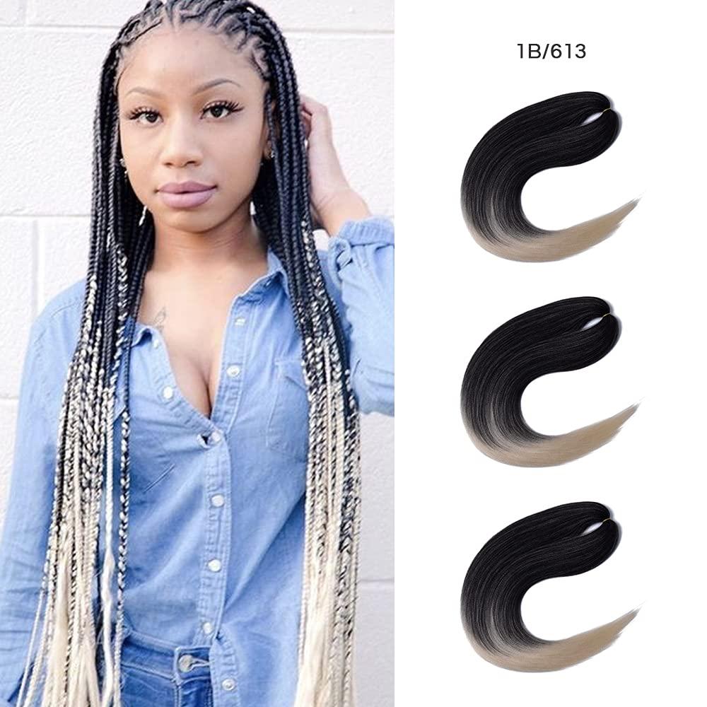 Dosso Beauty Dosso Beauty Single Pack Hypoallergenic Pre-Stretched Braiding Hair (28\", 1B/613), Itch-Free, Fast Drying, Light-weight, Hot Water Set, Soft Texture, Straight