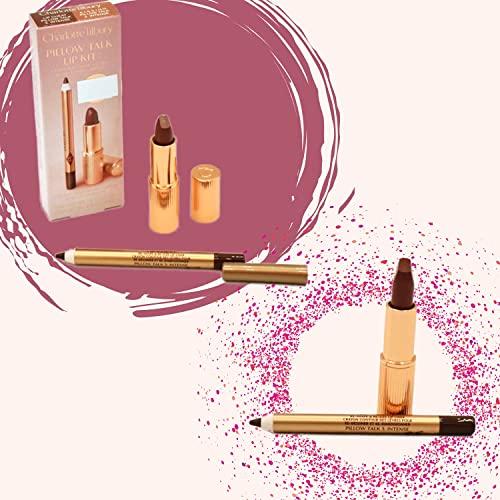 CHARLOTTE TILBURY CHARLOTTE TILBURY Mini Pillow Talk Duo Lip Kit Pillow Talk Intense - Travel Size Lip Makeup Set, Mini Lip Cheat Lip Liner and Mini Matte Revolution Lipstick, Long Lasting