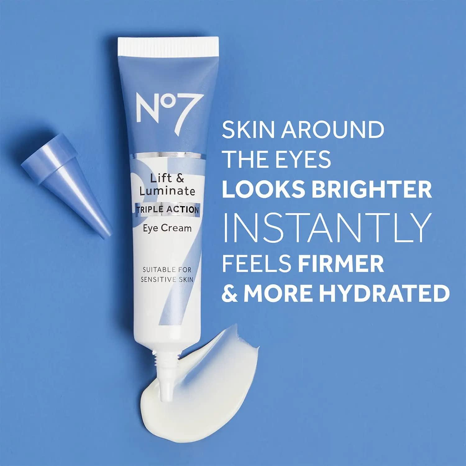 No7 No7 Lift & Luminate Serum & Eye Cream Bundle - Includes Triple Action Face Serum (30ml) and Eye Cream (15ml) - Skincare Kit for Face and Eyes - 2-Piece Bundle