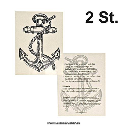 Tattoodrucker 2 x XL Anchor Tattoo - Pirates Tattoo - Navi Sailor Fake Temporary Tattoo (2)