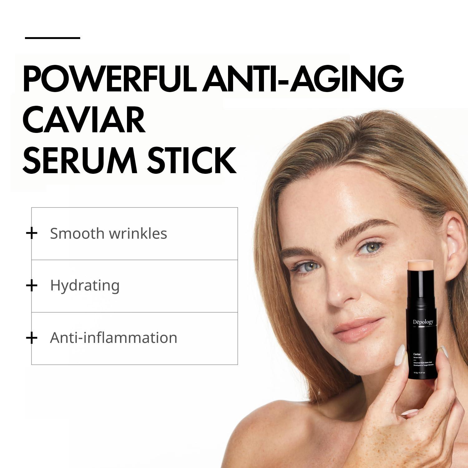 depology depology Caviar Serum Stick, Multi Balm Stick Hydrating for Refined Wrinkle Appearance, Luxurious Facial Balm to Hydrate and Diminish Signs of Aging, Korean Skin Care