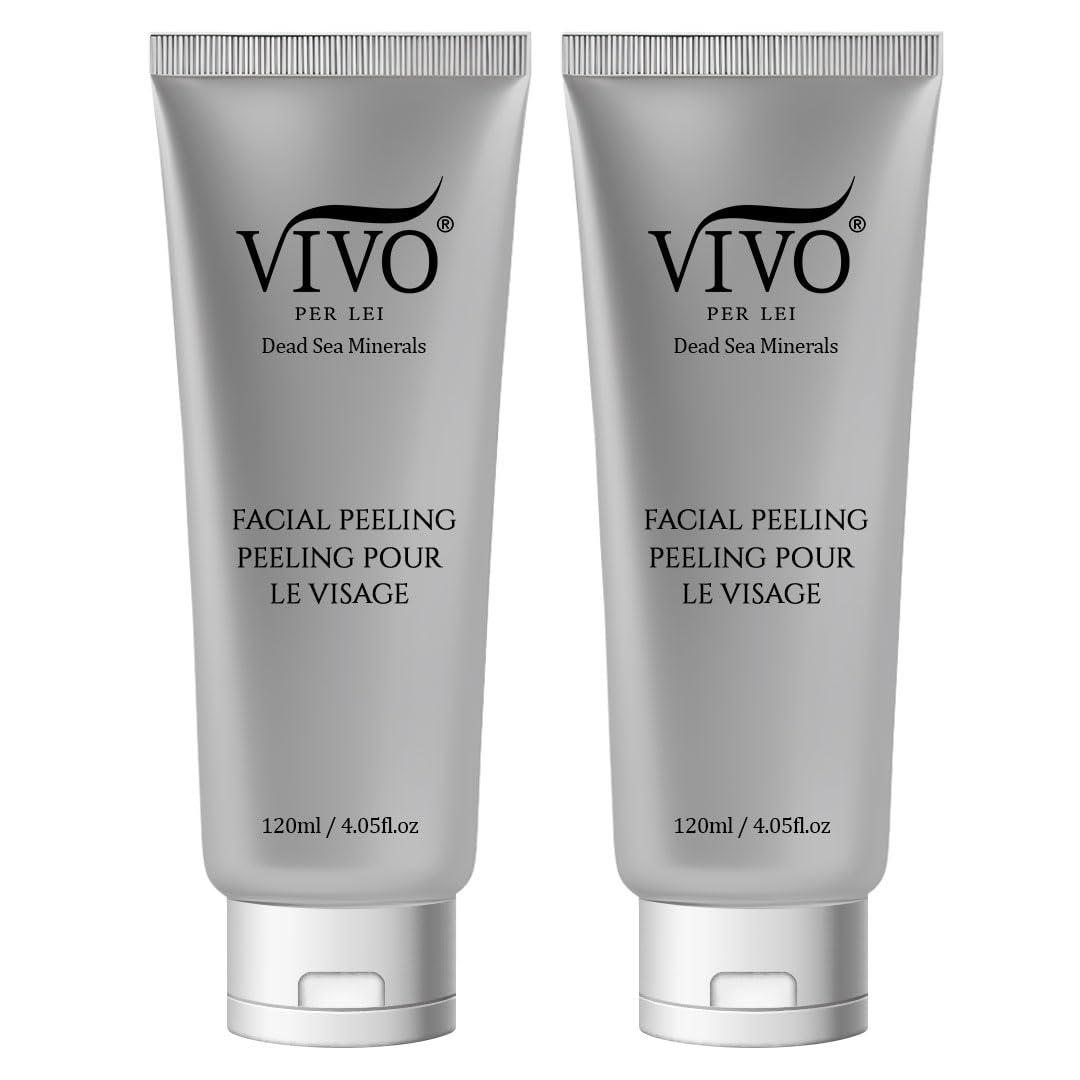 Vivo Per Lei Vivo Per Lei Facial Peeling Gel - Face Peel Containing Dead Sea Minerals and Nut Shell Powder - Exfoliating Gel And Blackhead Remover (Pack of 2) Includes 2 Travel Facial Peel tubes