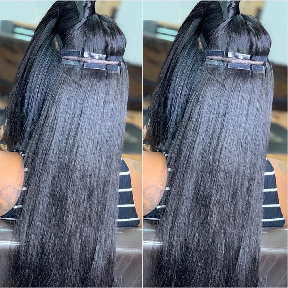 Kiss darling LASHES Jet Black Tape in Hair Extensions Human Hair 22Inches 100g 40Pcs/Pack Tape ins Human Hair Extensions Real Tape in Extensions Full Head for Women #1 Color