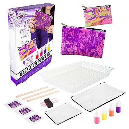 Fashion Angels Fashion Angels Marble Dye Kit 12714, DIY Tie Dye Marbling Paint Kit for Kids with 2 Zippered Pouches, Swirling Tool, Recommended for Ages 8 And Up