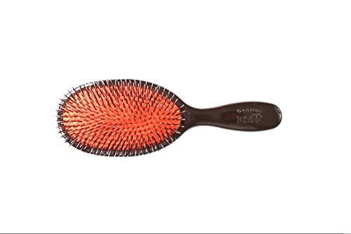 Bass Bass Brushes | Elite Series | Shine & Condition Pet Brush | Ultra-Premium Natural Bristle & Nylon Pin | High Polish Acrylic Handle | Grande Oval | Black Finish | Model EGR