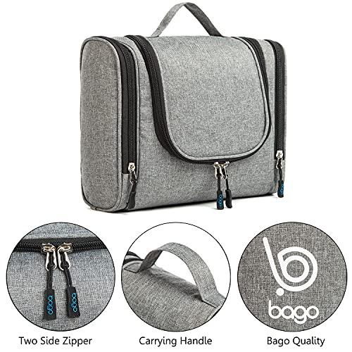 bago bago Travel Toiletry Bag for Women and Men - Large Waterproof Hanging Large Toiletry Bag for Bathroom and Travel Bag for Toiletries Organizer -Travel Makeup Bag (SnowGray)