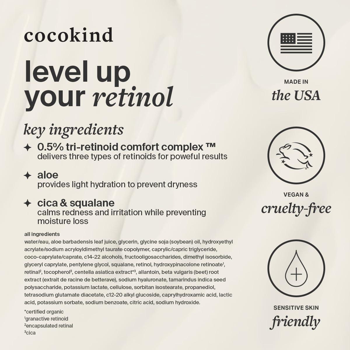 Cocokind Cocokind Advanced Retinol Gel 0.5%, Improve the Appearance of Fine Lines and Uneven Texture without Irritation, Aloe and Cica to Prevent Dryness, 1 fl oz