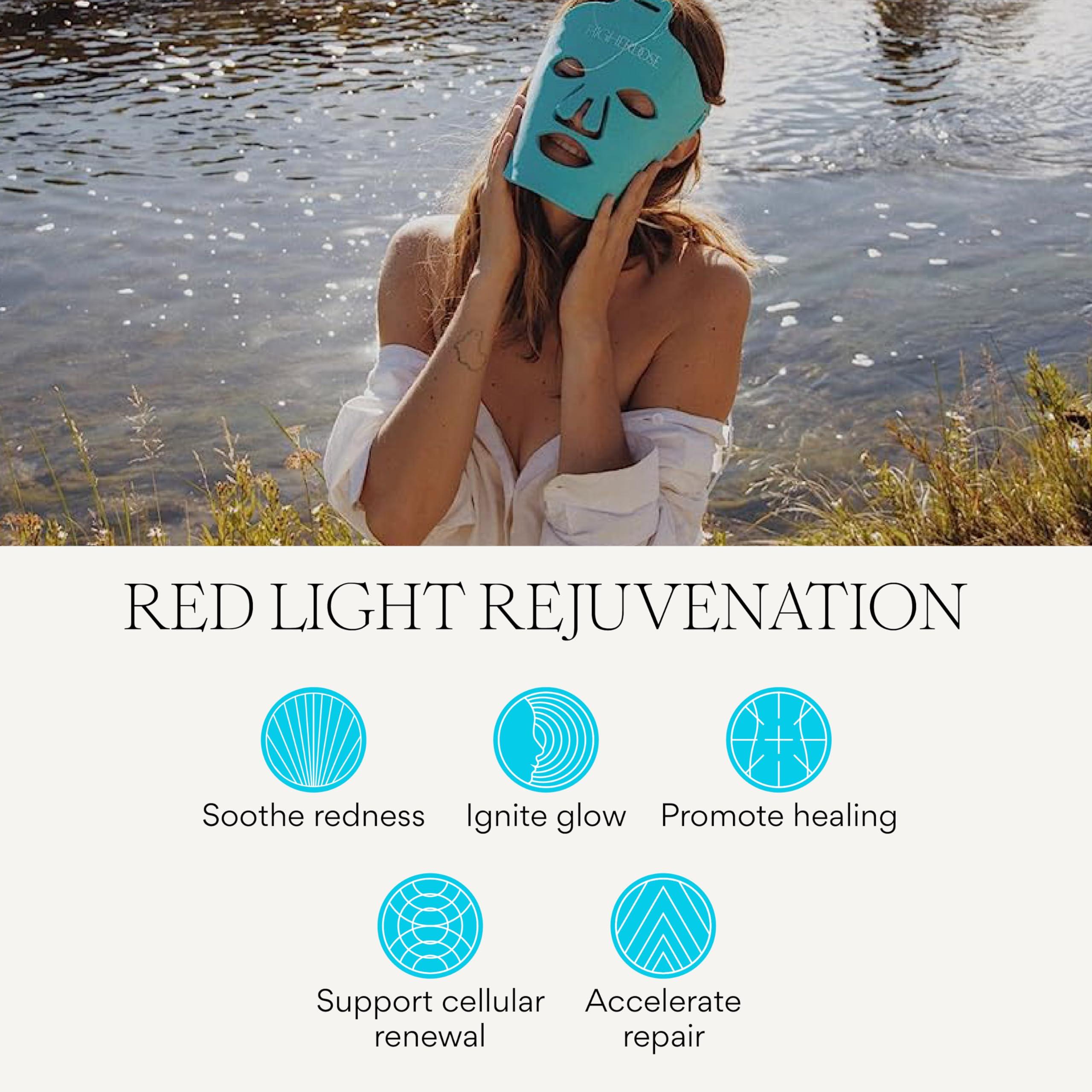 HigherDOSE HigherDOSE Red Light Therapy Face Mask & Light-Activated Glow Serum - Cordless LED Facial Light Therapy Promotes Cellular Renewal & Glowing Skin - Collagen Face Serum Boosts Infrared Benefits (2 Pcs)