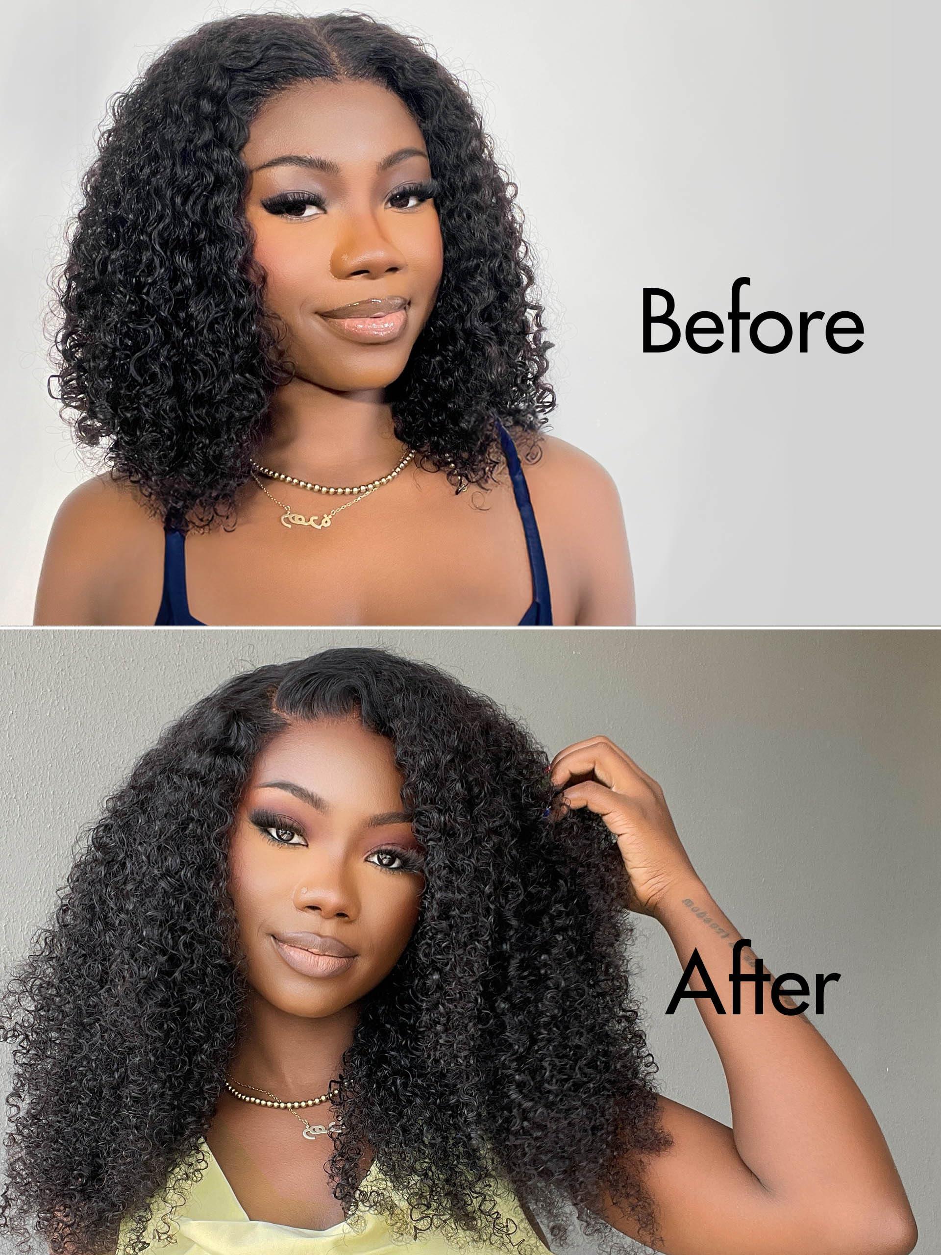 LUVME HAIR LUVME HAIR Curly Clip in Hair Extensions Fullness with 1 Pack, 16inch 135g 9pcs Natural Black Kinky Curly Human Hair Clip ins for Women