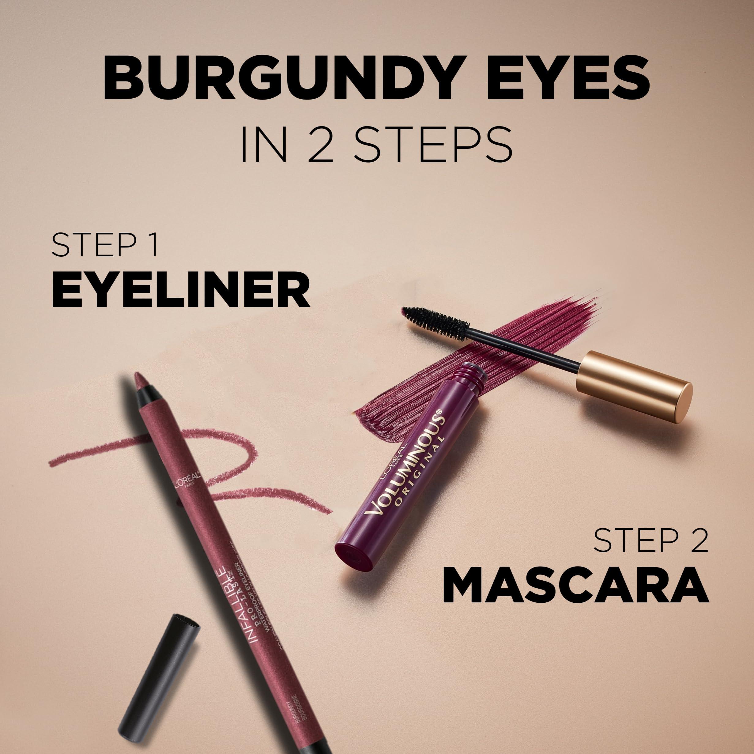 LOral Paris LOral Paris Makeup Bundle, Includes Voluminous Original Deep Burgundy Mascara and Infallible Pro-Last Pencil Burgundy Eyeliner, 1 Eye Makeup Set
