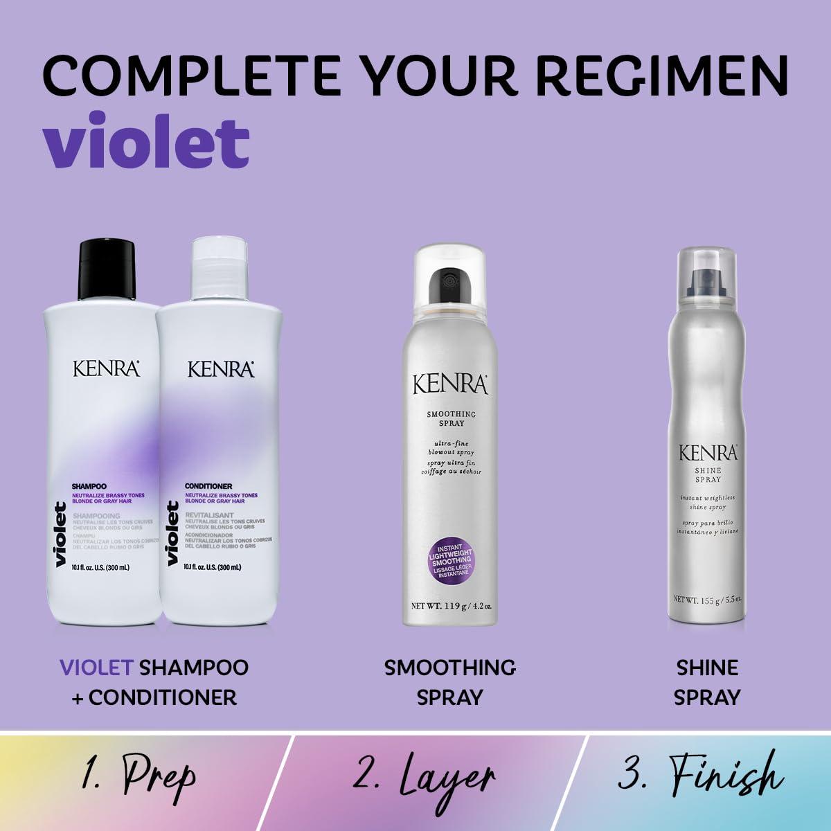 Kenra Professional Kenra Violet Shampoo | Eliminates Brassy Tones | Purple Pigment + Deposit | Neutralizes Yellow | Moisturizes Processed Hair | Enhances Vibrancy of Blonde or Gray Hair | Color Safe | 10.1 fl. oz.