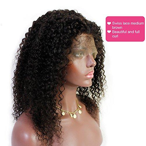 DaJun High-Quanlity 24" Afro Full Lace Wigs Black Women Kinky Wig European Virgin Remy Human Hair Curly Color #1B Off Black
