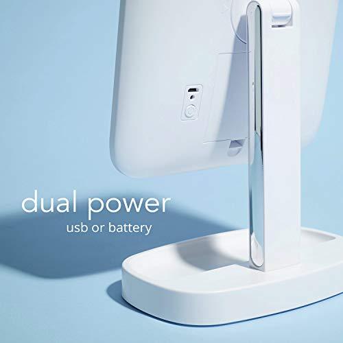 Fancii Fancii LED Makeup Vanity Mirror with 3 Light Setting and 15x Magnifying Mirror - Choose Between Soft Warm, Natural Daylight, or Neutral White Lights - Dimmable Countertop Cosmetic Mirror - Aura