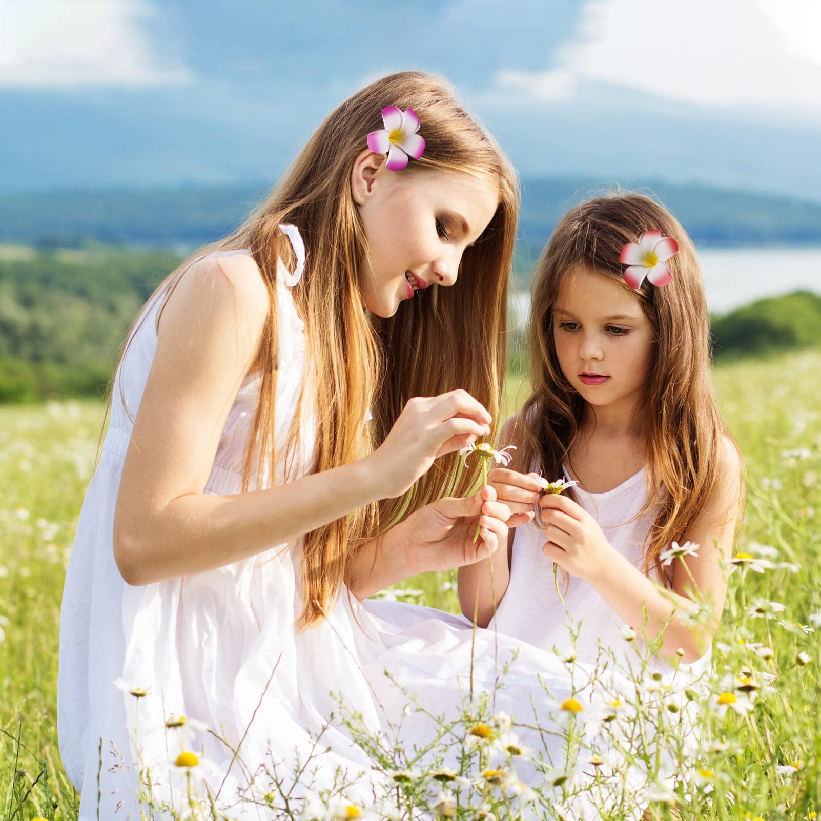 ABOOFAN 24 Pcs Frangipani Hair Clip Small Hair Clips for Women Hawaiian Plumeria Flower Hawaiian Flower Hair Barrettes Flower Hair Clips for Women Flower Clip The Flowers Eva Hairpin Miss