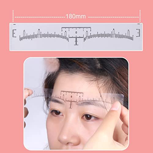 KINGMAS 100 Pack Eyebrow Ruler, KINGMAS Disposable Brow Ruler Microblading Adhesive Eyebrow Sticker Stencil Guide Measuring Tool