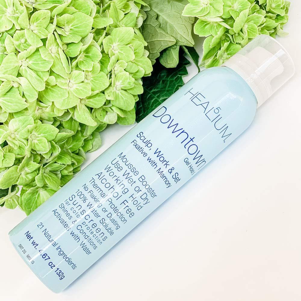 Healium Hair Downtown Gel by Healium Hair 4.67 oz - Color Lock Sunscreen Shield Humidity Control Silk Shine Enhancing Technology – Flexible Hold Product for Men, Women, Curly, Frizzy, Fine, Thin Textures