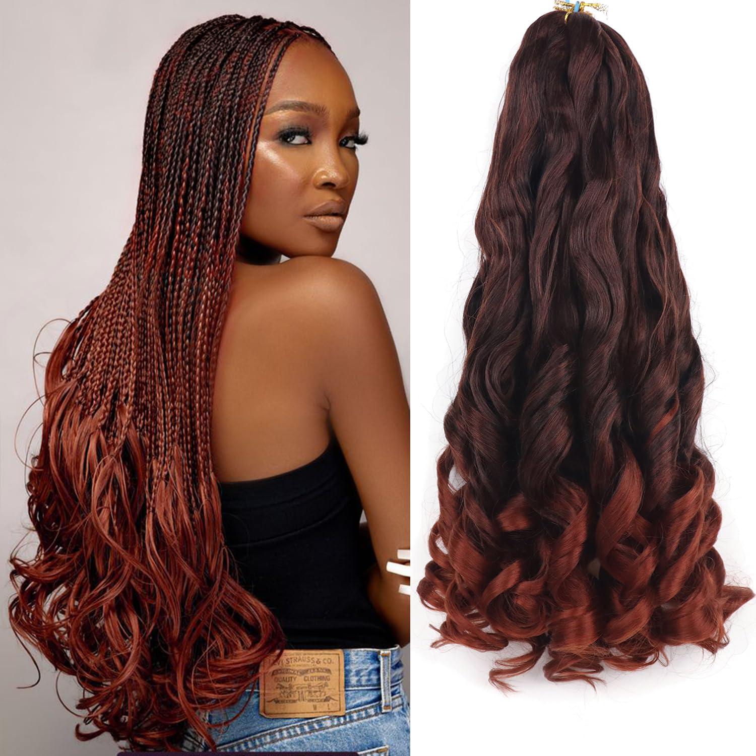 Lianzi French Curly Braiding Hair Pre Stretched Curly Braiding Hair 18 Inch 8 Packs French Curl Braids Spanish Curly Braiding Hair With Curly Ends Wavy Crochet Hair for Black Women(18 Inch/Pack of 8, T350)