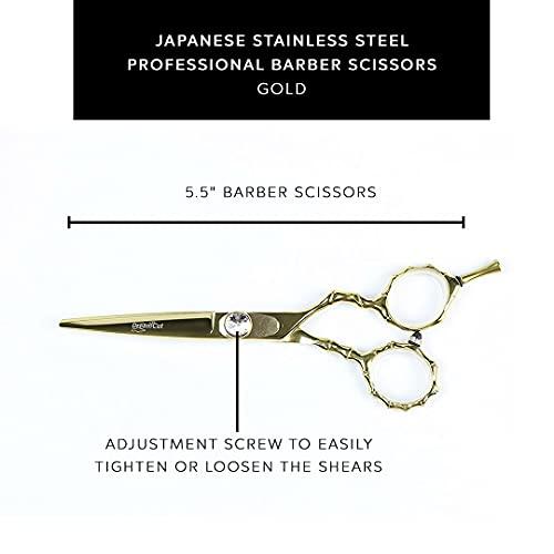 DreamCut Hair Cutting Scissors, 5.5" Professional Razor Edge Titanium Coated (Gold) Hairdressing Shears Hair Barber Scissor Personal/Professional Use 440C Japanese Surgical Stainless by DreamCut