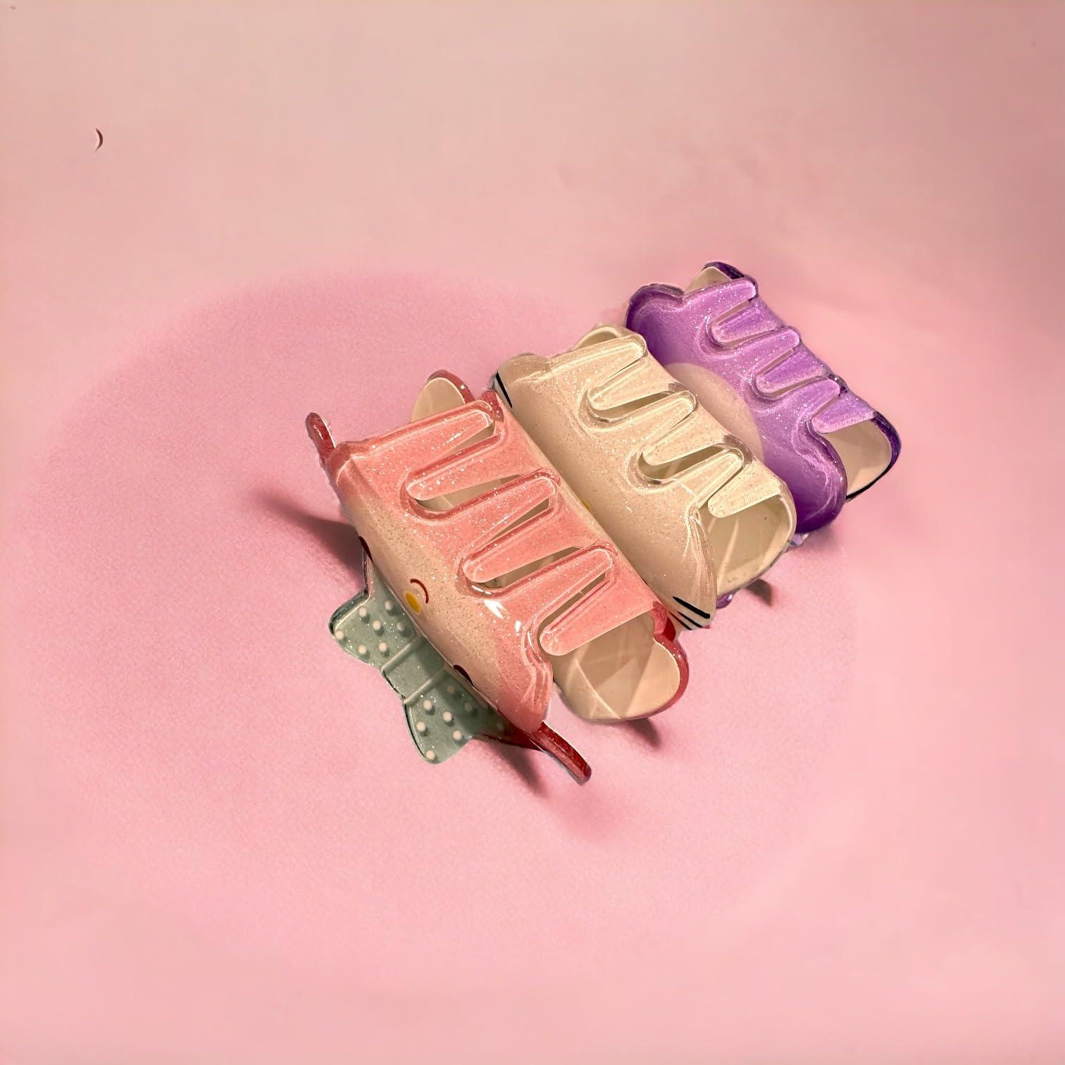 KOZUKI KOZUKI Anime hair clip with glitter KAWAII HAIR STYLE CUTE AND DURABLE (KURO, Silver, 1 Count, Women)