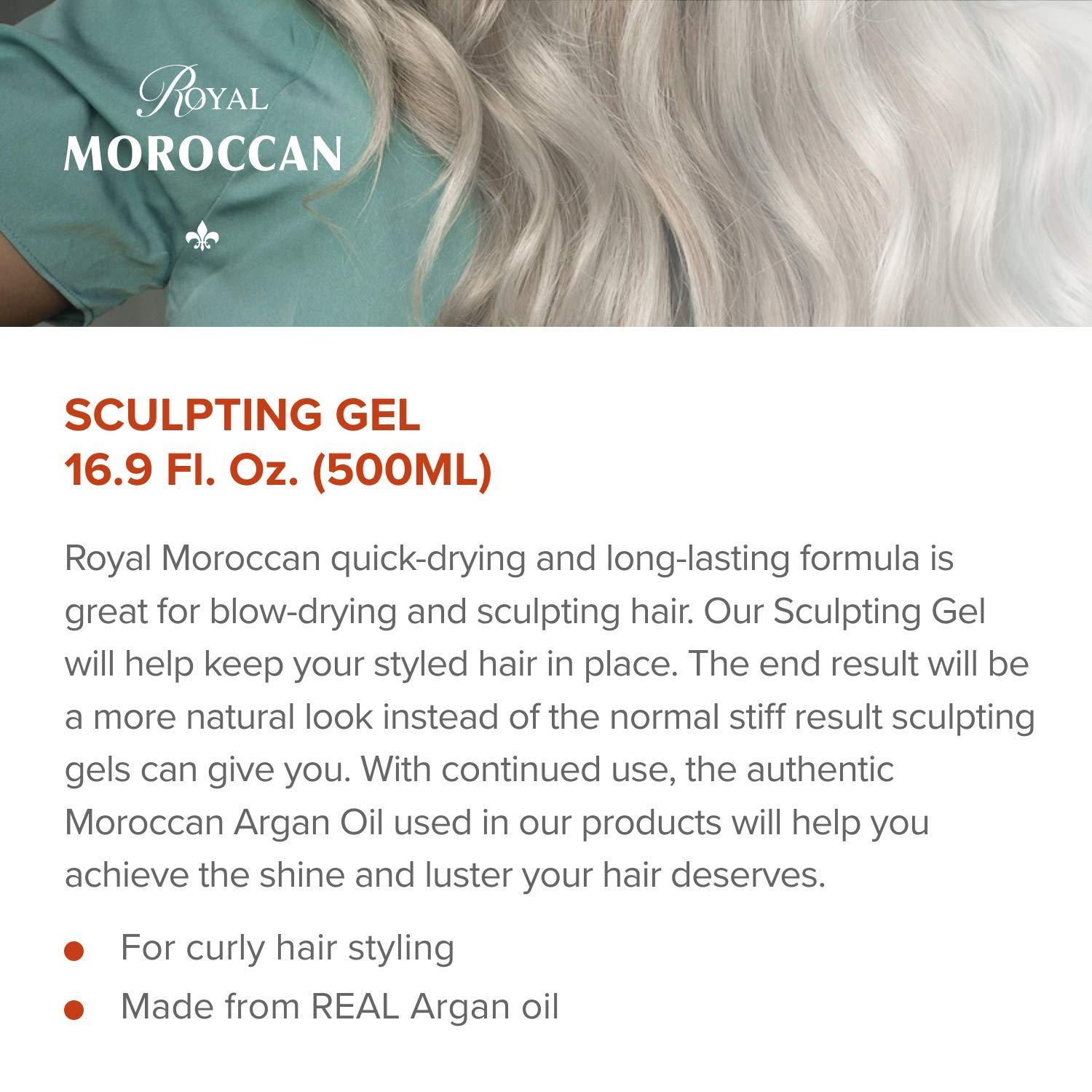 Royal Moroccan Royal Moroccan Sculpting Gel | Moroccan Argan Oil For Hair | Curly Hair Styling Gel | Hair Styling & Smoothing Products | Quick Drying Argan Oil Hair Products 500 ml (16.9 fl oz)