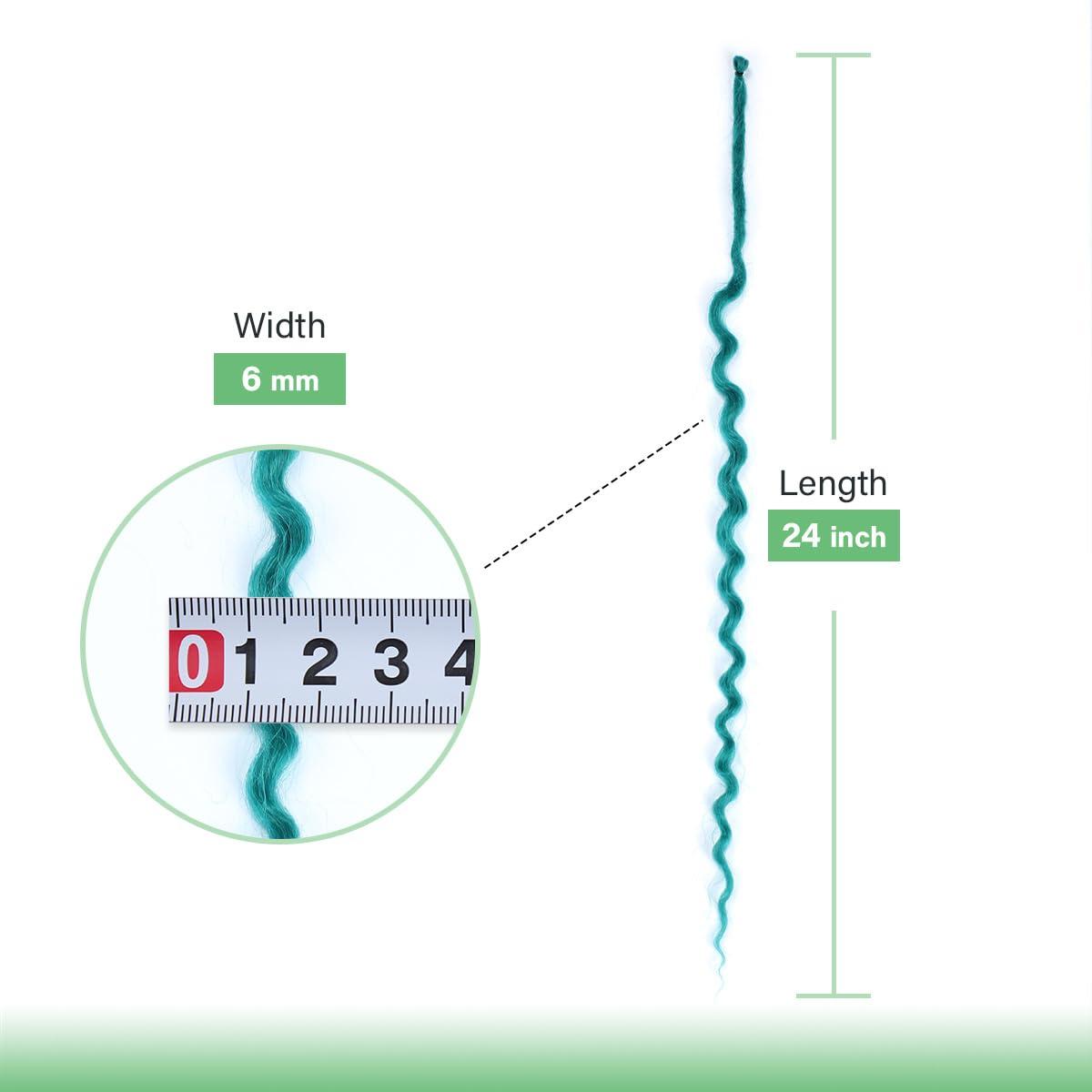 lounoke Lounoke 24 In 30 Strands Curly Dreadlock Extensions, Castleton Green Synthetic Single Ended Dreads Extensions, 100% Handmade Dreads Hippie Style Dreadlocks for Woman