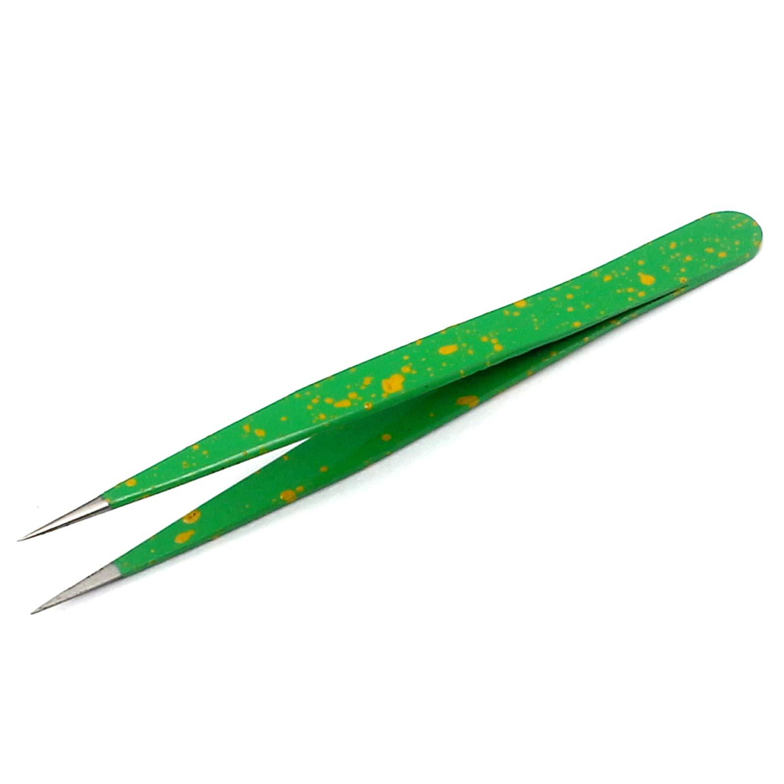 G.S ONLINE STORE Tweezers for Ingrown Hair - Stainless Steel Precision Sharp Tweezers for Splinters, Ticks and Glass Removal - Best for Eyebrow Hair, Facial Hair Removal - Steel (Green & Yellow) By G.S Online Store