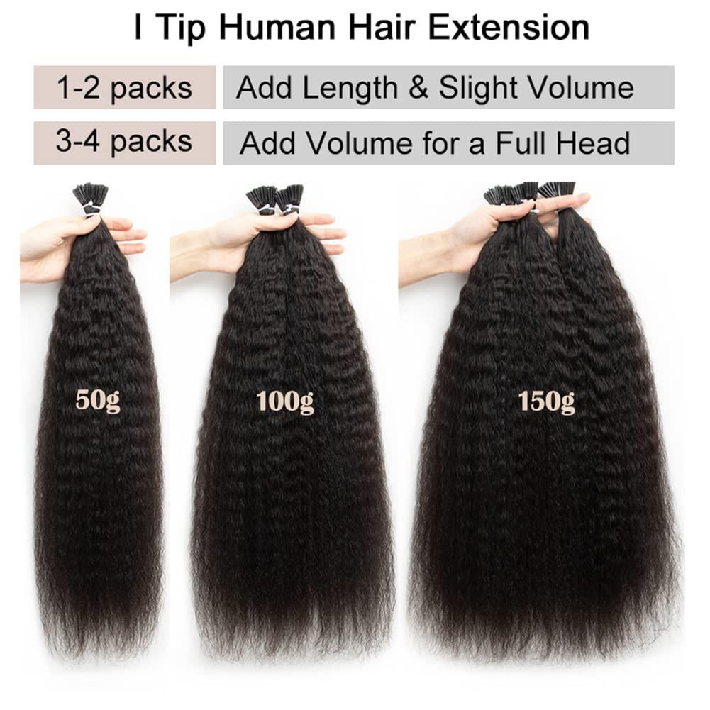 Kiss darling LASHES I Tip Human Hair Extensions Kinky Straight I Tip Hair Extensions Italian Coarse Curly I Tip Real Human Hair Extensions for Black Women Cold Fusion 100G 100Strands/Pack 16 Inch