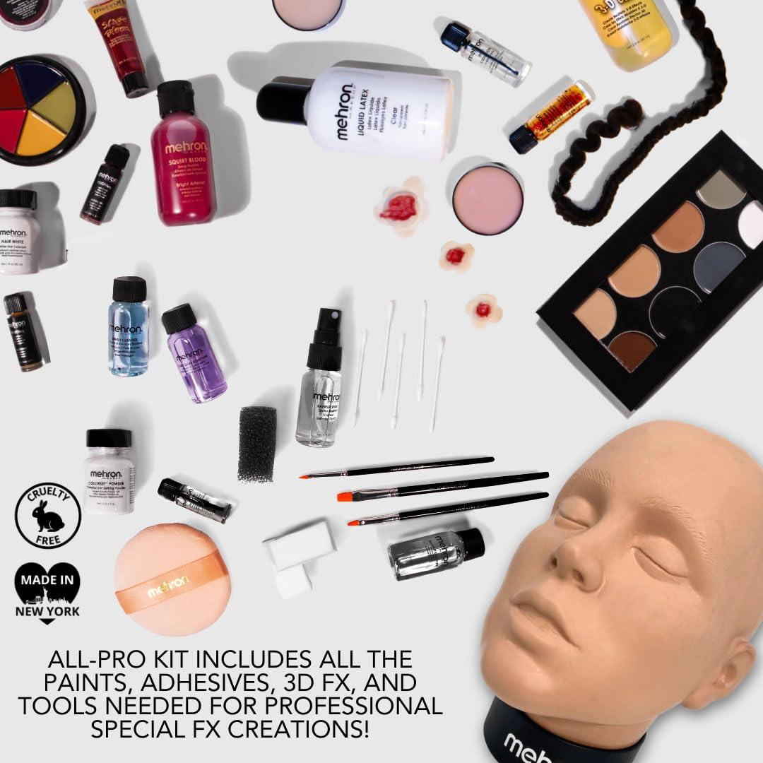 Mehron Mehron Makeup Special FX All-Pro Makeup Kit with Practice Head | Complete Professional Stage Kit Includes Practice Head | Special Effects for Theatre, Halloween, & Cosplay