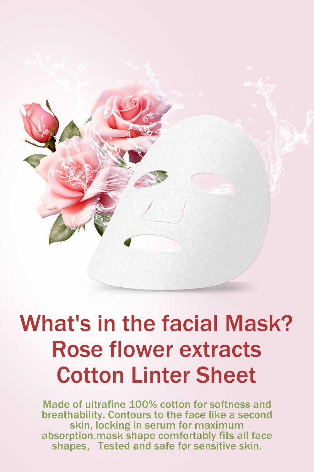 IREV Face Masks Skincare, Christmas Gifts for Women, Facial Masks for Women Skin Care, Beauty Rose Sheet Masks, Bulk Face Mask Skin Care, Beauty Masks Gifts, Hydrating Face Masks, Facial Masks 10 Sheets