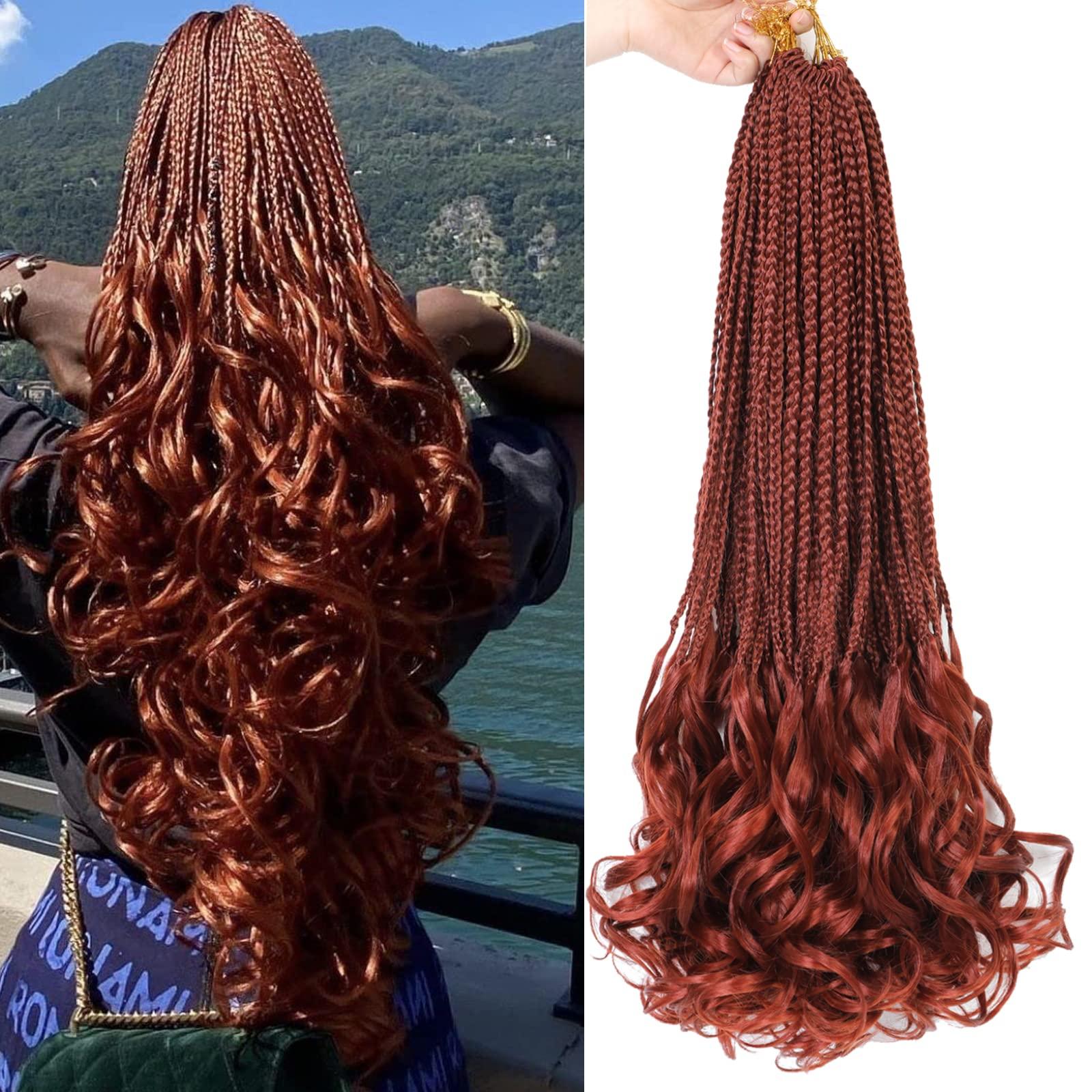 FIRSTCYH HAIR French Curl Crochet Braids Hair-Boho Goddess Box Braids Crochet Hair Pre Looped French Curly Braiding Hair Crochet Box Braids Hair for Black Women (22(8Packs), 350#)