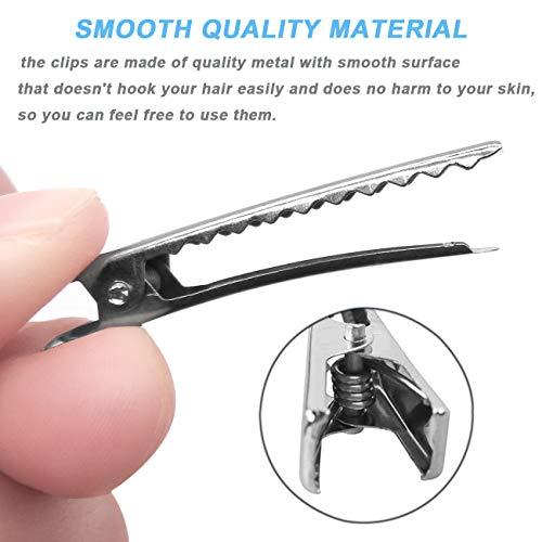 ACKLLR 150 Pieces 3 Sizes Metal Hair Clips Single Prong Single Prong Pinch Clips Curl Hair Pin Hairbow Hairpins for Hair Styling DIY Hairbow Accessory, Silver